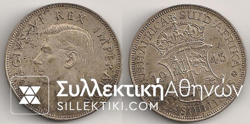 SOUTH AFRICA 2 1/2 SHIL. 1943 XF/AU